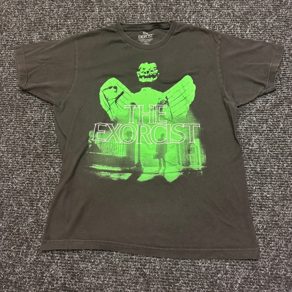 The Exorcist Horror Movie Graphic Tee Shirt Mens Large Black Neon Green Pazuzu